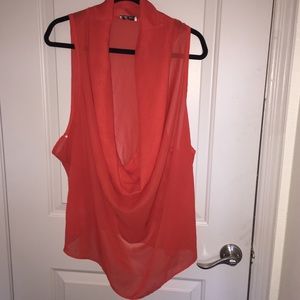 Orange red sheer blouse